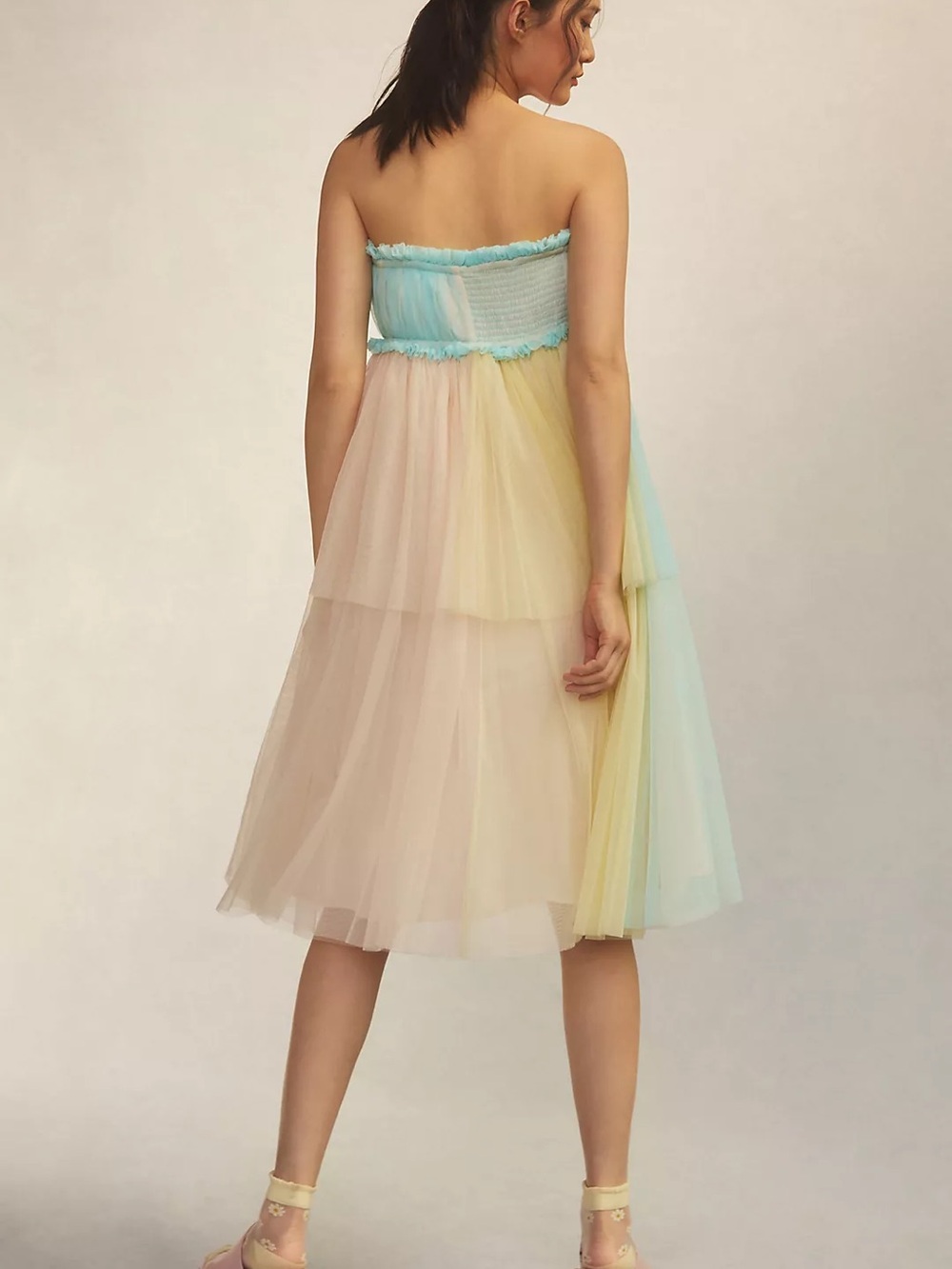 Anthropologie Pernille Rosenkilde Tulle Pastel Colorblock Dress - Picture 2 of 12